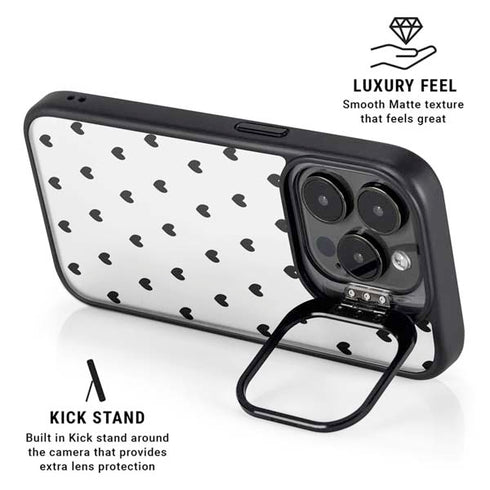 White and Black Hearts iPhone 14 Pro Kickstand Case